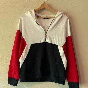 Tommy Hilfiger half-zip cropped hooded sweatshirt